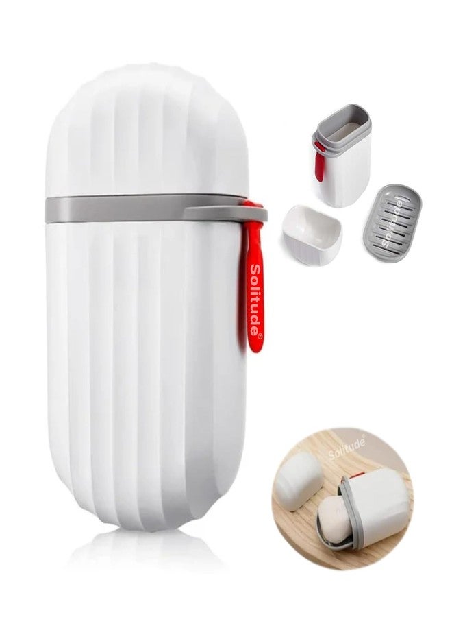 Solitude Travel Soap Holder - Portable Soap Dish for Home, Outdoor Hiking, and Camping - Compact and Durable Plastic Soap Case Ideal for Travel Accessories (White) - Image 1